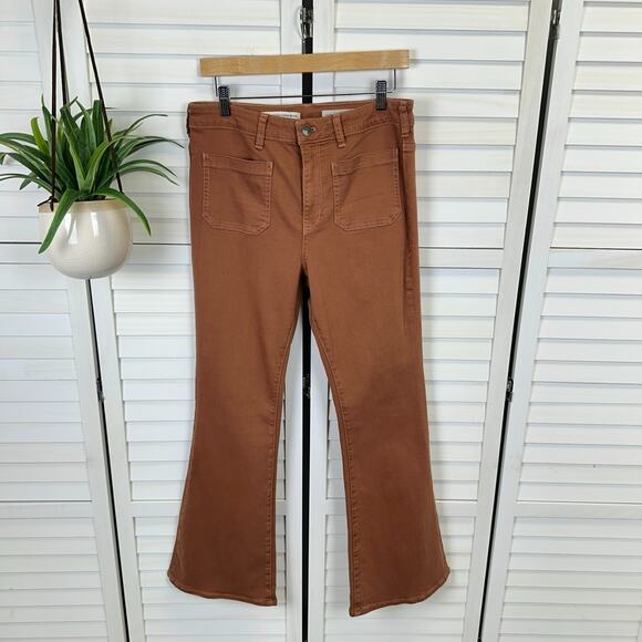 Anthropologie Pilcro Brown High Rise Skinny Bootcut‎ Jean Stretch Pant Size 30P - Picture 1 of 10
